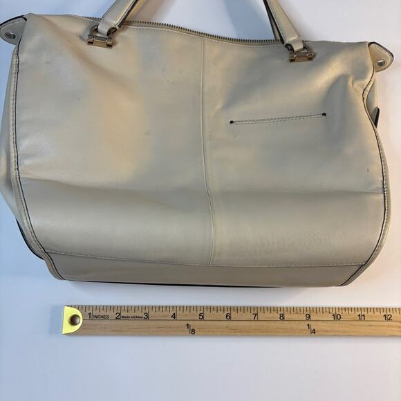 COACH SMYTHE SATCHEL 32405 Natural Beige Leather Handbag Bag 2 Handles - Picture 15 of 16